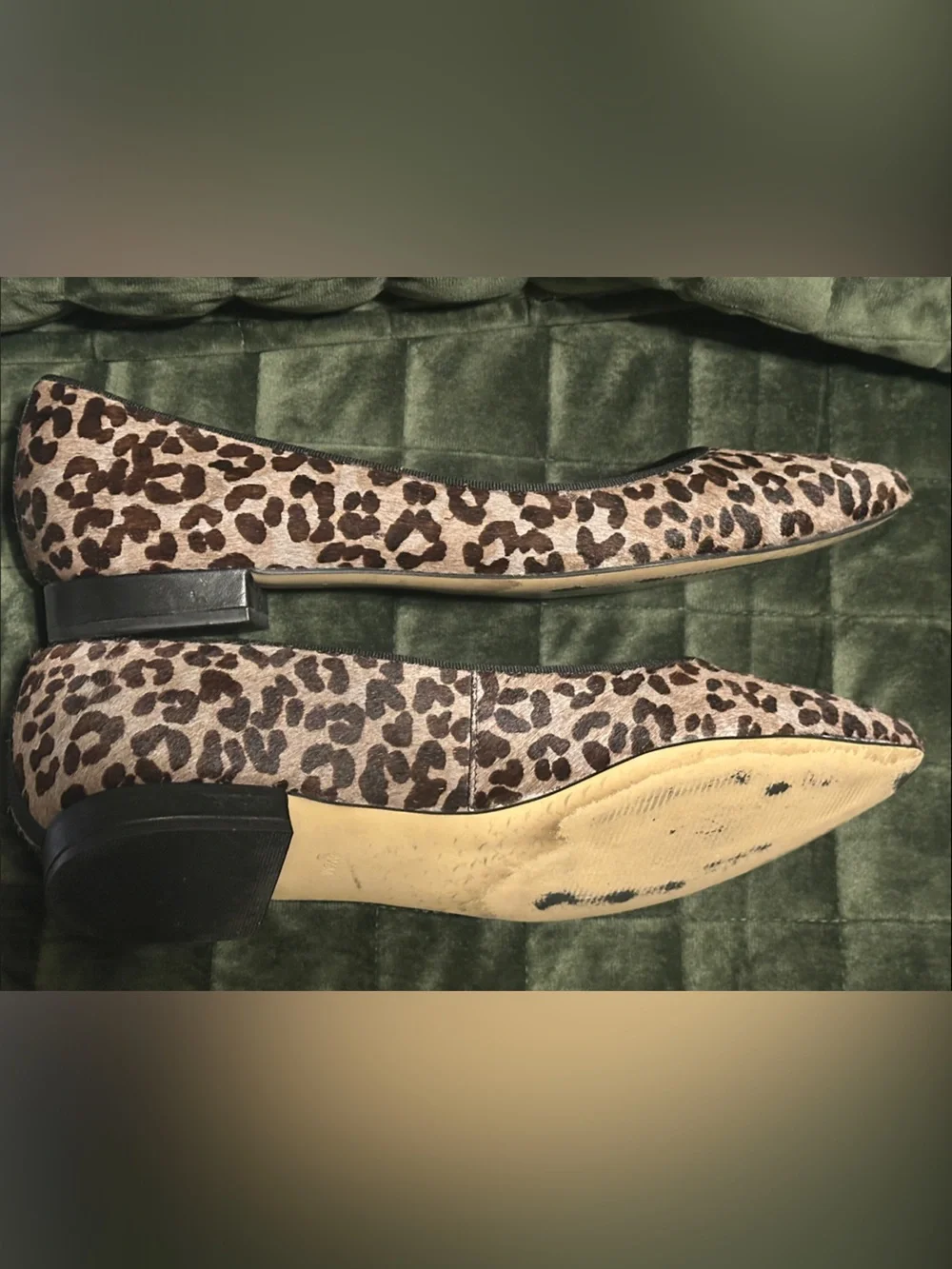 Talbots Leopard Haircalf Pointed Toe Ballet Flats - Brown & Black